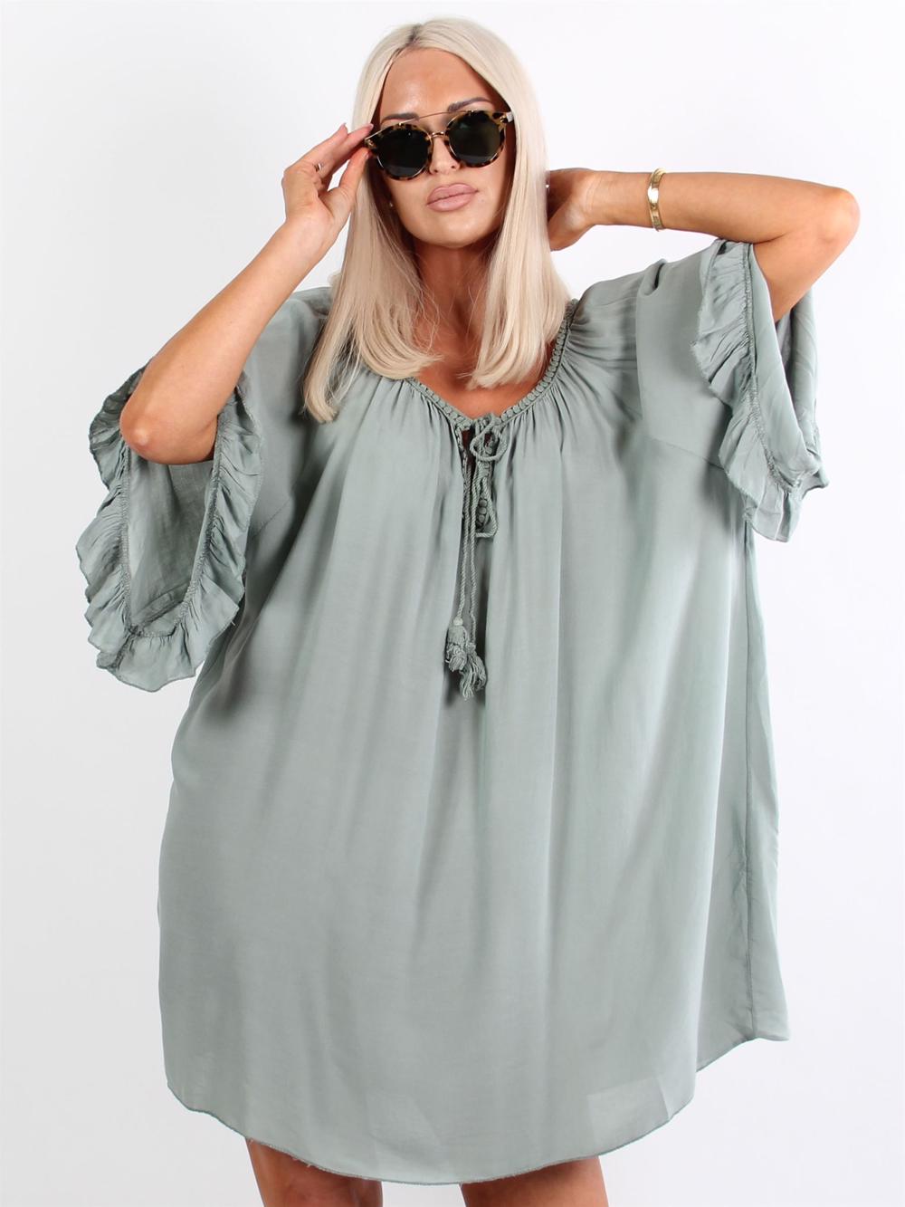 Layla - Tunikakjole med flæseærmer